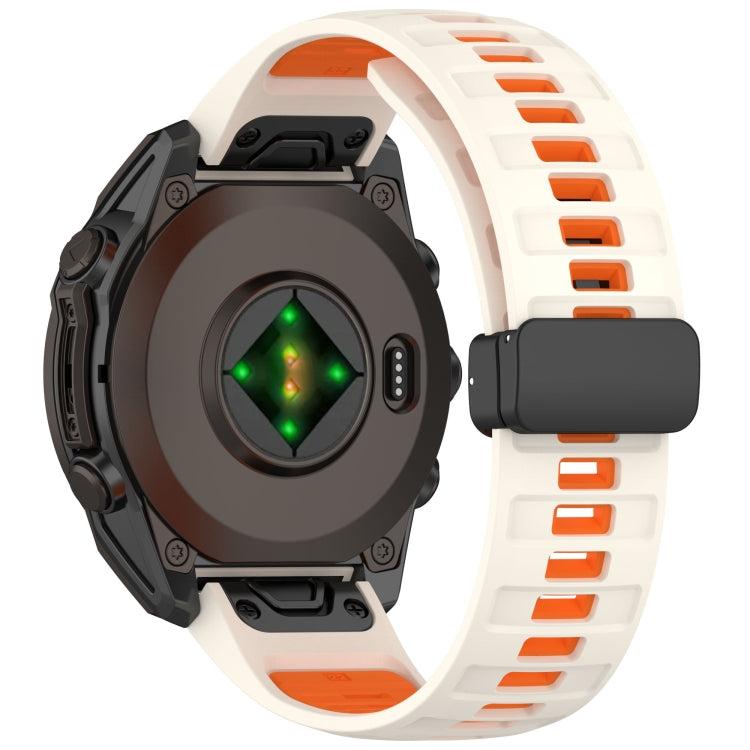 For Garmin Fenix 8 AMOLED 51mm Two Color Magnetic Silicone Watch Band