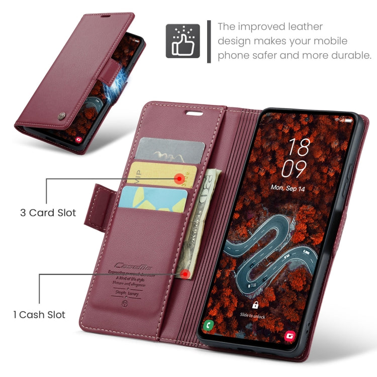 For Galaxy S24 FE 5G CaseMe 023 Butterfly Buckle Litchi Texture RFID Anti-theft Leather Phone Case