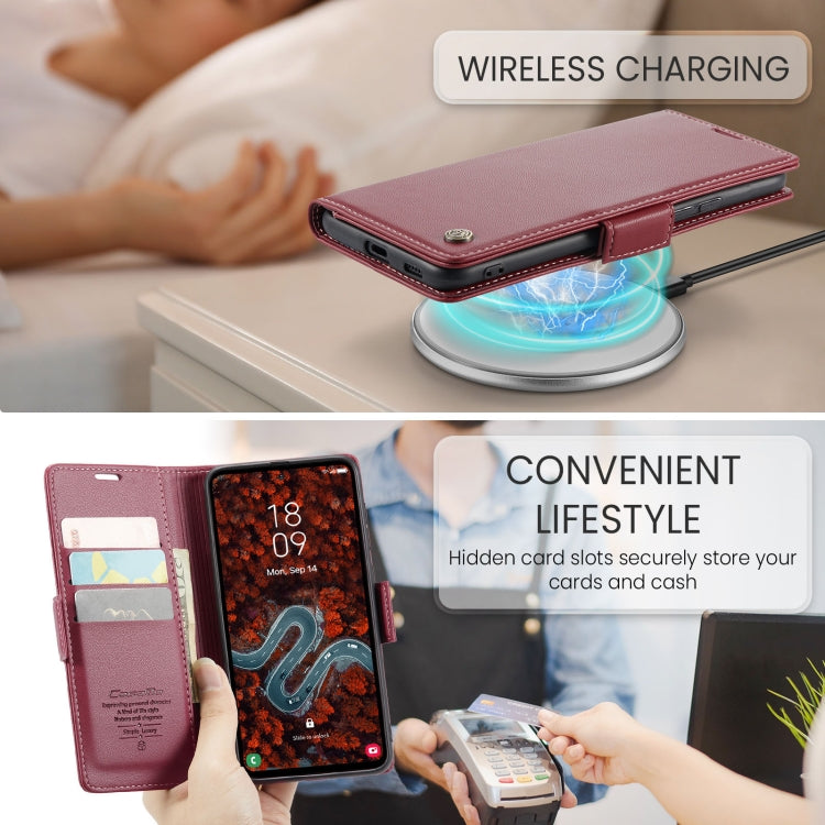 For Galaxy S24 FE 5G CaseMe 023 Butterfly Buckle Litchi Texture RFID Anti-theft Leather Phone Case
