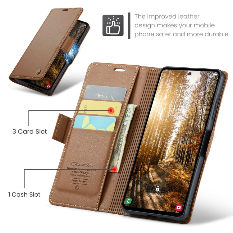 For Galaxy S24 FE 5G CaseMe 023 Butterfly Buckle Litchi Texture RFID Anti-theft Leather Phone Case