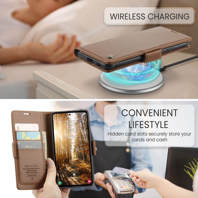 For Galaxy S24 FE 5G CaseMe 023 Butterfly Buckle Litchi Texture RFID Anti-theft Leather Phone Case