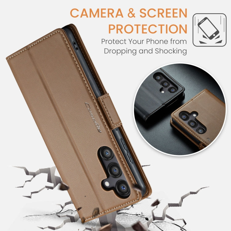 For Galaxy S24 FE 5G CaseMe 023 Butterfly Buckle Litchi Texture RFID Anti-theft Leather Phone Case