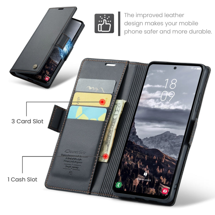 For Galaxy S24 FE 5G CaseMe 023 Butterfly Buckle Litchi Texture RFID Anti-theft Leather Phone Case