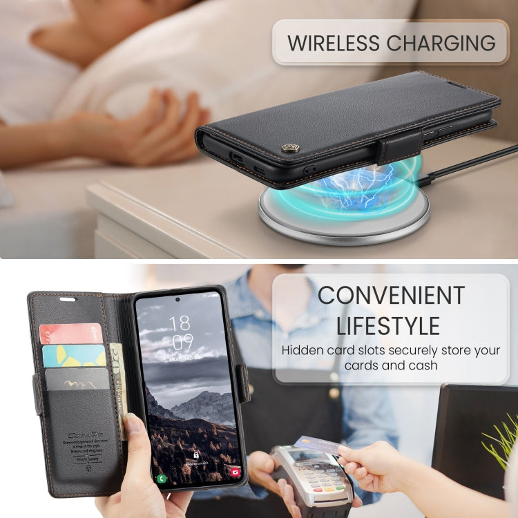 For Galaxy S24 FE 5G CaseMe 023 Butterfly Buckle Litchi Texture RFID Anti-theft Leather Phone Case