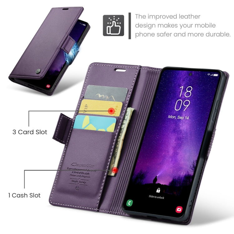 For Galaxy S24 FE 5G CaseMe 023 Butterfly Buckle Litchi Texture RFID Anti-theft Leather Phone Case