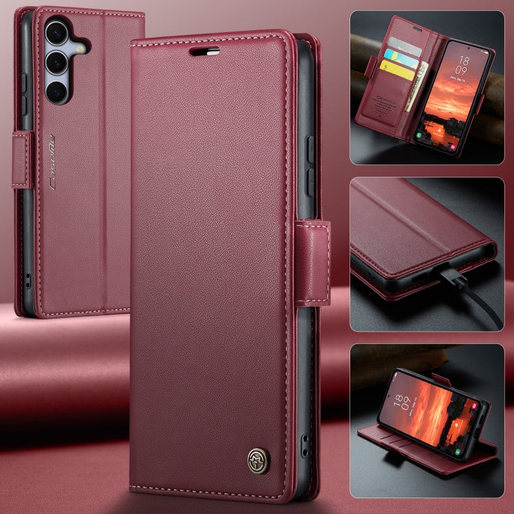 For Galaxy S25+ 5G CaseMe 023 Butterfly Buckle Litchi Texture RFID Anti-theft Leather Phone Case