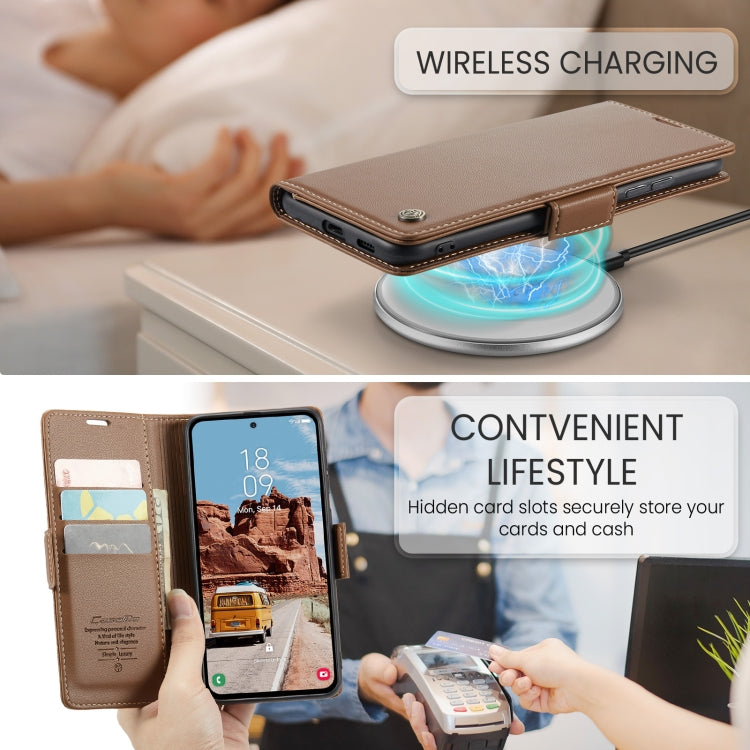 For Galaxy S25+ 5G CaseMe 023 Butterfly Buckle Litchi Texture RFID Anti-theft Leather Phone Case
