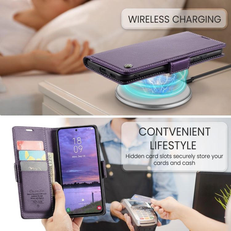 For Galaxy S25+ 5G CaseMe 023 Butterfly Buckle Litchi Texture RFID Anti-theft Leather Phone Case