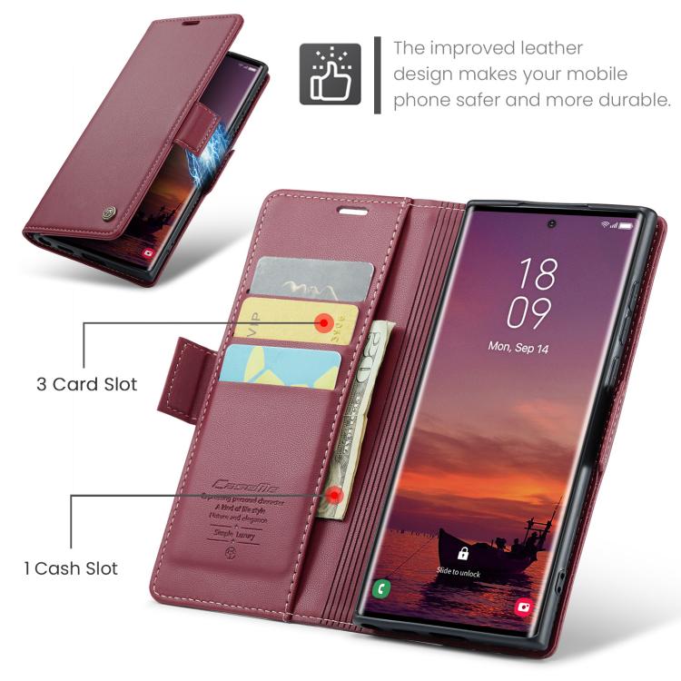 For Galaxy S25 Ultra 5G CaseMe 023 Butterfly Buckle Litchi Texture RFID Anti-theft Leather Phone Case