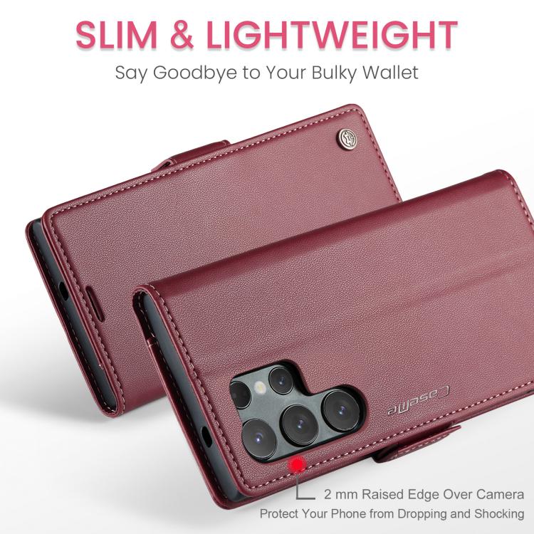For Galaxy S25 Ultra 5G CaseMe 023 Butterfly Buckle Litchi Texture RFID Anti-theft Leather Phone Case