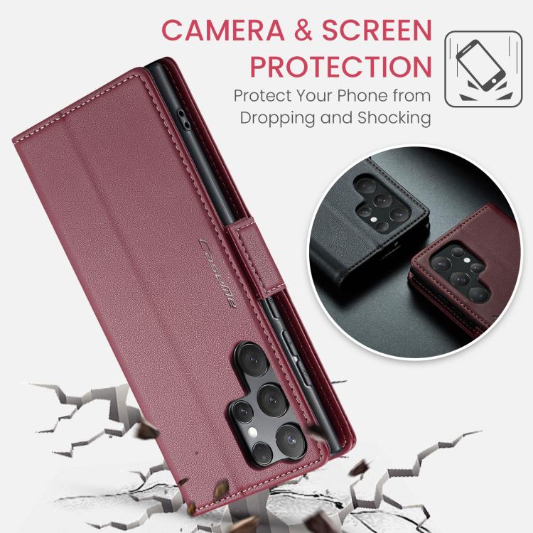 For Galaxy S25 Ultra 5G CaseMe 023 Butterfly Buckle Litchi Texture RFID Anti-theft Leather Phone Case