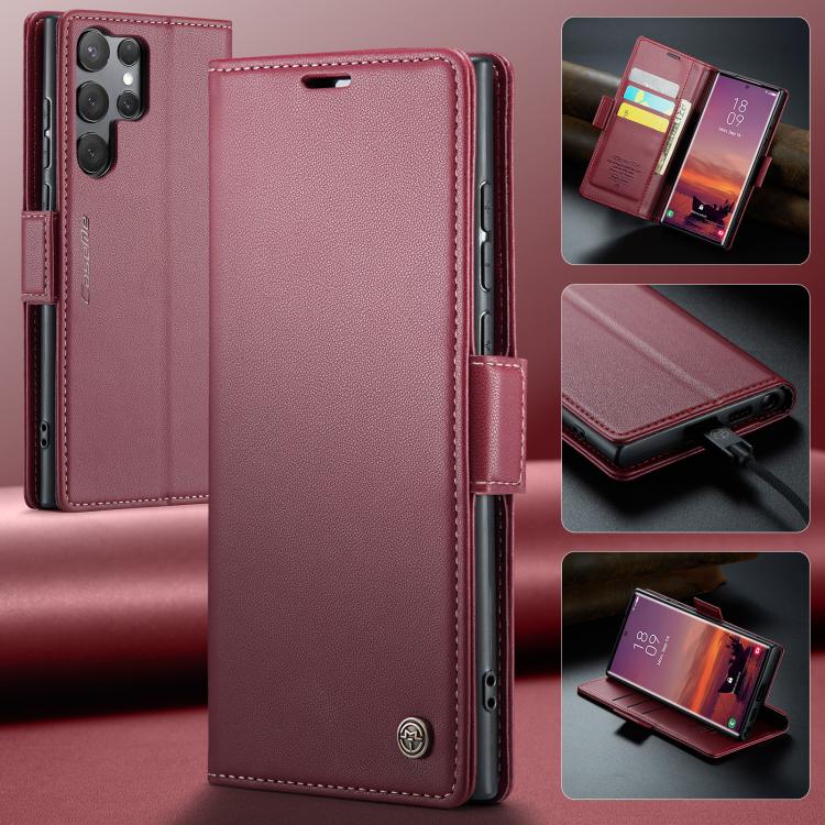 For Galaxy S25 Ultra 5G CaseMe 023 Butterfly Buckle Litchi Texture RFID Anti-theft Leather Phone Case