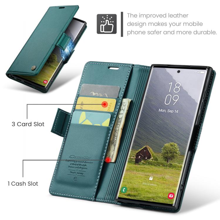 For Galaxy S25 Ultra 5G CaseMe 023 Butterfly Buckle Litchi Texture RFID Anti-theft Leather Phone Case