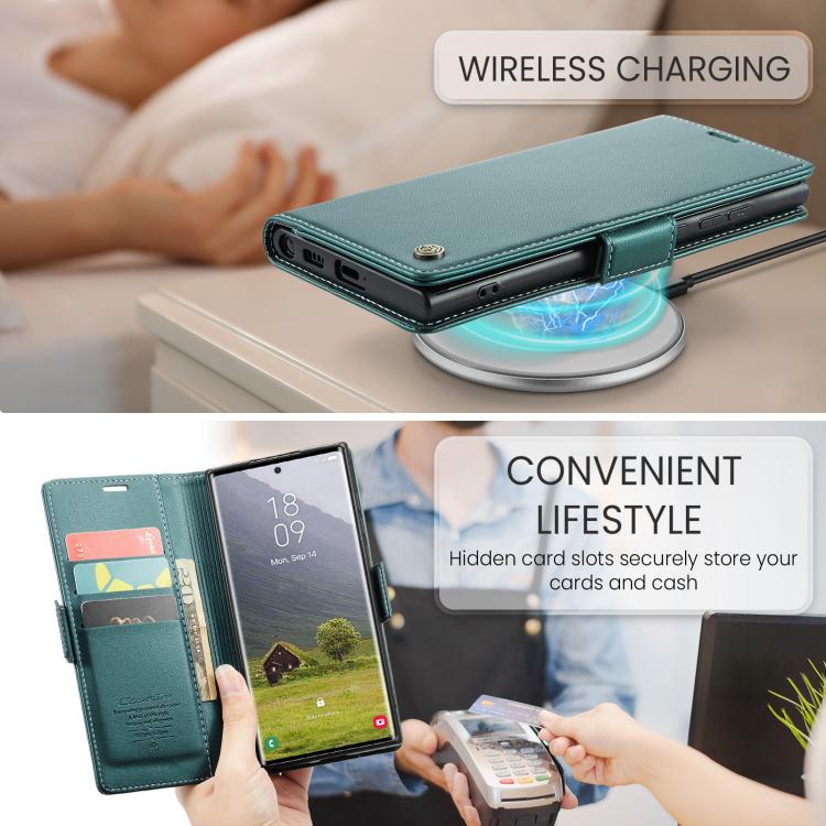 For Galaxy S25 Ultra 5G CaseMe 023 Butterfly Buckle Litchi Texture RFID Anti-theft Leather Phone Case