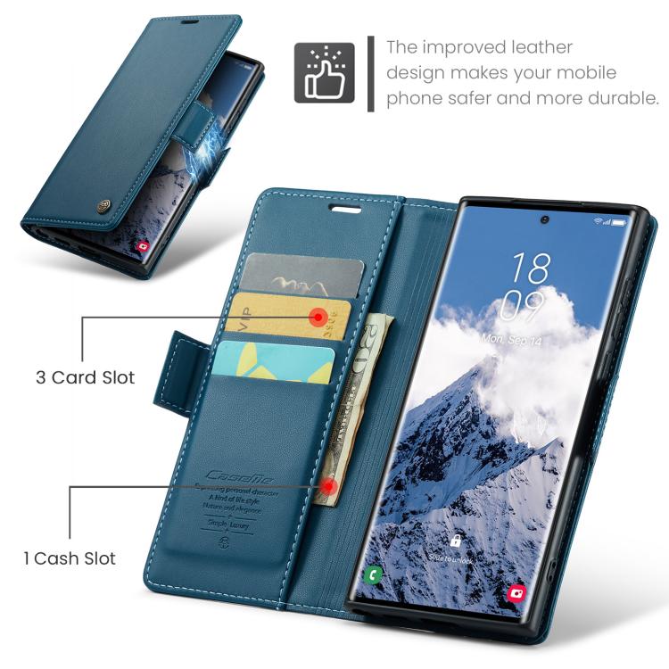 For Galaxy S25 Ultra 5G CaseMe 023 Butterfly Buckle Litchi Texture RFID Anti-theft Leather Phone Case