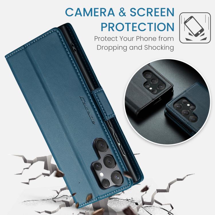 For Galaxy S25 Ultra 5G CaseMe 023 Butterfly Buckle Litchi Texture RFID Anti-theft Leather Phone Case