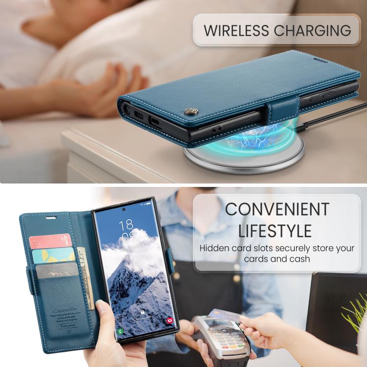 For Galaxy S25 Ultra 5G CaseMe 023 Butterfly Buckle Litchi Texture RFID Anti-theft Leather Phone Case