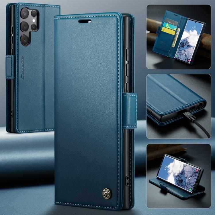 For Galaxy S25 Ultra 5G CaseMe 023 Butterfly Buckle Litchi Texture RFID Anti-theft Leather Phone Case