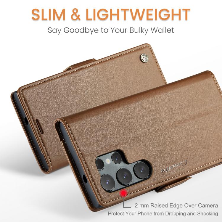 For Galaxy S25 Ultra 5G CaseMe 023 Butterfly Buckle Litchi Texture RFID Anti-theft Leather Phone Case