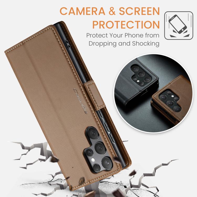 For Galaxy S25 Ultra 5G CaseMe 023 Butterfly Buckle Litchi Texture RFID Anti-theft Leather Phone Case