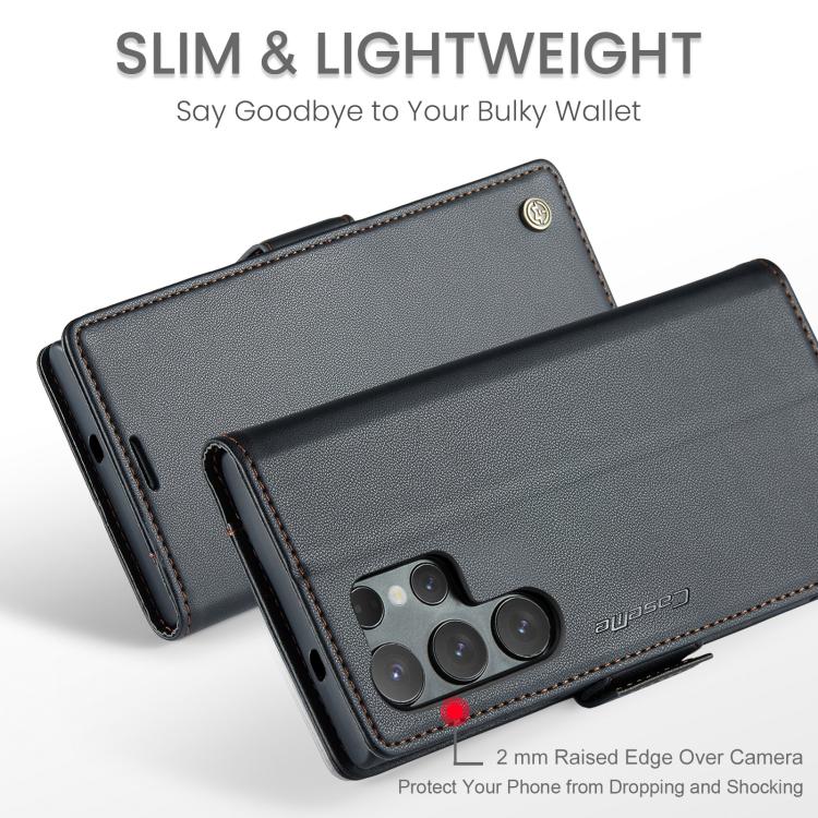 For Galaxy S25 Ultra 5G CaseMe 023 Butterfly Buckle Litchi Texture RFID Anti-theft Leather Phone Case