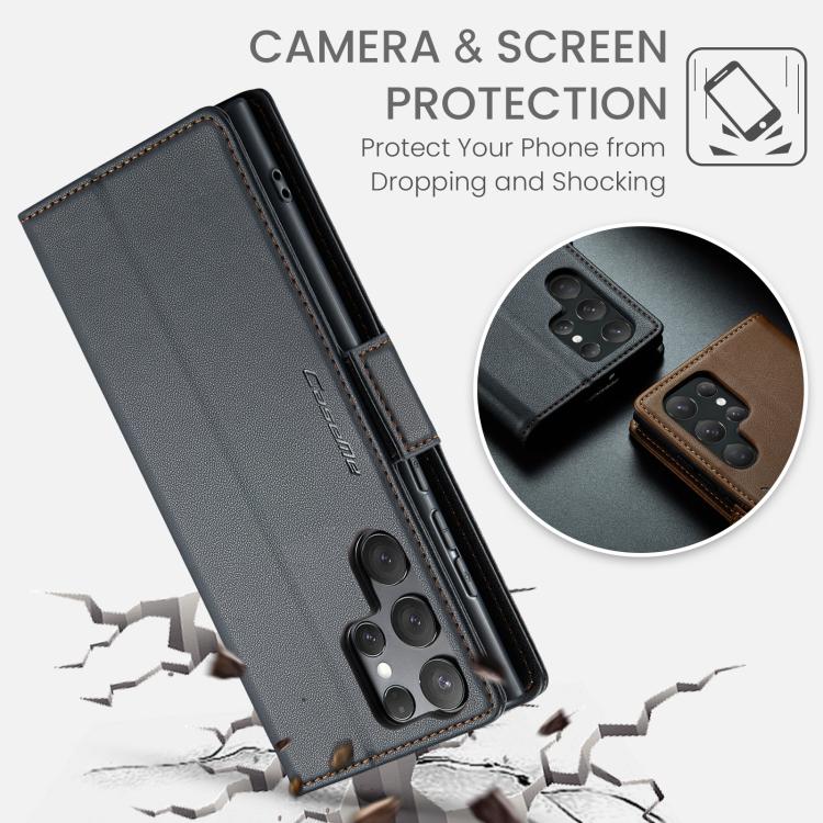 For Galaxy S25 Ultra 5G CaseMe 023 Butterfly Buckle Litchi Texture RFID Anti-theft Leather Phone Case