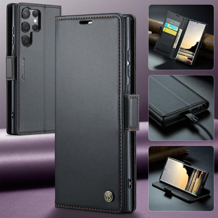 For Galaxy S25 Ultra 5G CaseMe 023 Butterfly Buckle Litchi Texture RFID Anti-theft Leather Phone Case