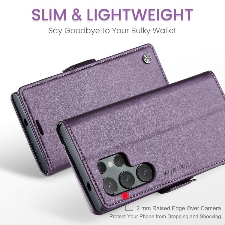 For Galaxy S25 Ultra 5G CaseMe 023 Butterfly Buckle Litchi Texture RFID Anti-theft Leather Phone Case