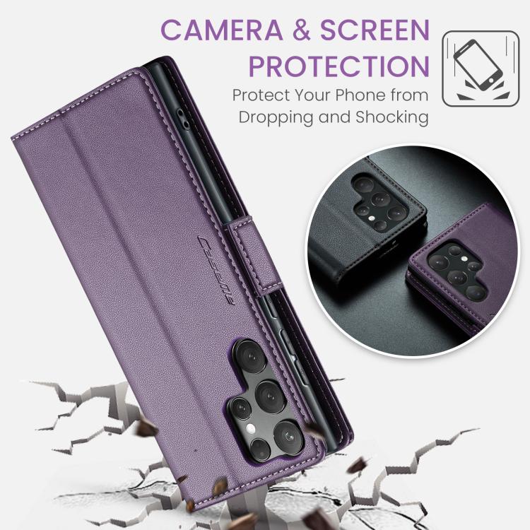 For Galaxy S25 Ultra 5G CaseMe 023 Butterfly Buckle Litchi Texture RFID Anti-theft Leather Phone Case