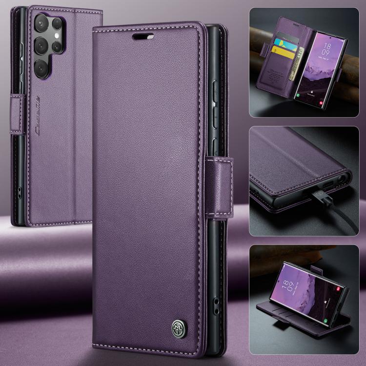 For Galaxy S25 Ultra 5G CaseMe 023 Butterfly Buckle Litchi Texture RFID Anti-theft Leather Phone Case