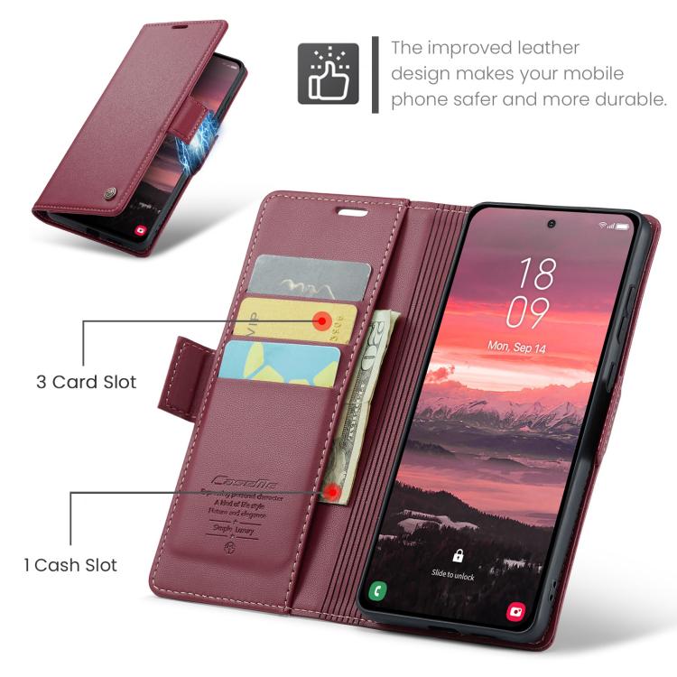 For Galaxy S25 Edge 5G CaseMe 023 Butterfly Buckle Litchi Texture RFID Anti-theft Leather Phone Case