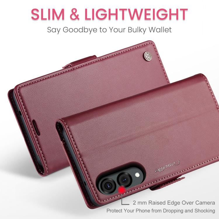 For Galaxy S25 Edge 5G CaseMe 023 Butterfly Buckle Litchi Texture RFID Anti-theft Leather Phone Case