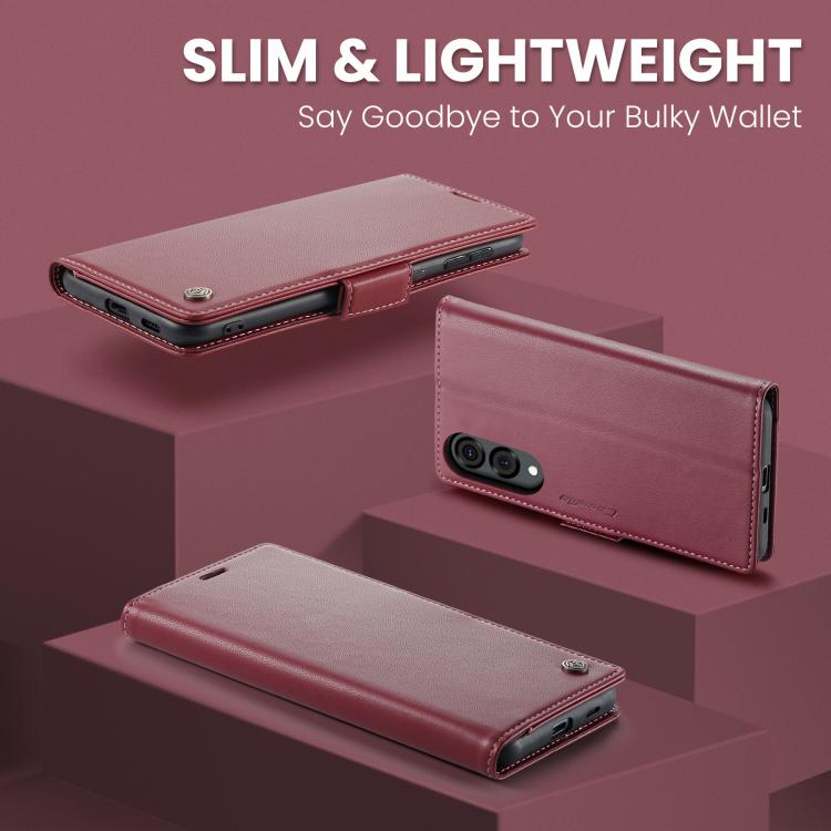 For Galaxy S25 Edge 5G CaseMe 023 Butterfly Buckle Litchi Texture RFID Anti-theft Leather Phone Case