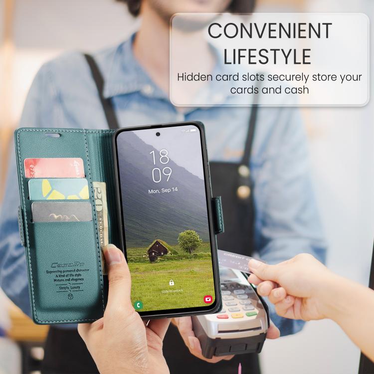 For Galaxy S25 Edge 5G CaseMe 023 Butterfly Buckle Litchi Texture RFID Anti-theft Leather Phone Case