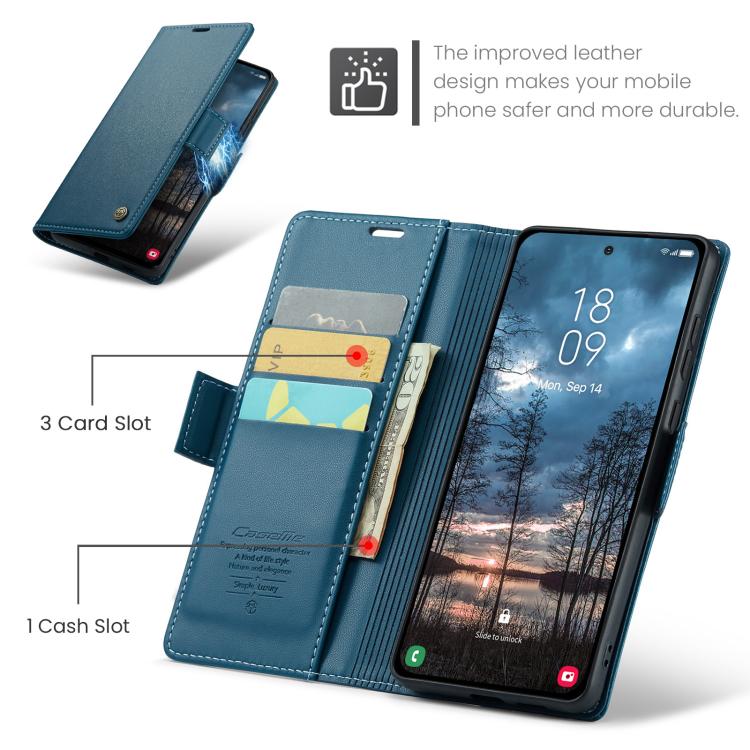For Galaxy S25 Edge 5G CaseMe 023 Butterfly Buckle Litchi Texture RFID Anti-theft Leather Phone Case