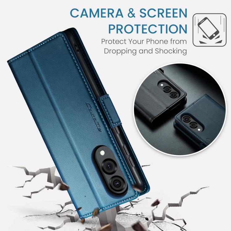 For Galaxy S25 Edge 5G CaseMe 023 Butterfly Buckle Litchi Texture RFID Anti-theft Leather Phone Case