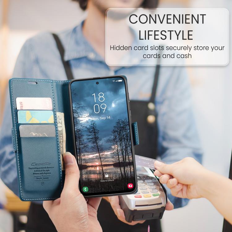 For Galaxy S25 Edge 5G CaseMe 023 Butterfly Buckle Litchi Texture RFID Anti-theft Leather Phone Case