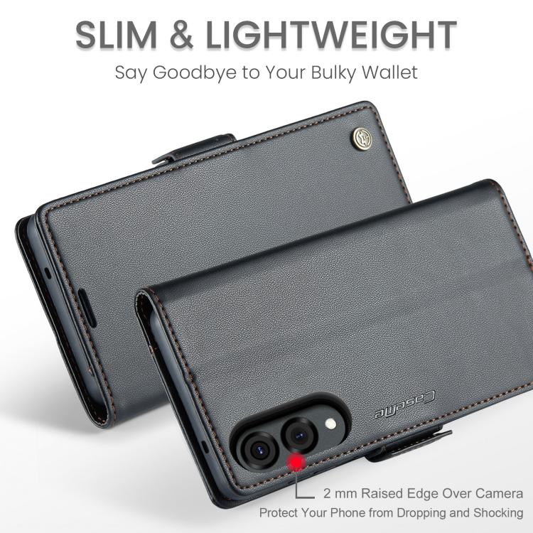 For Galaxy S25 Edge 5G CaseMe 023 Butterfly Buckle Litchi Texture RFID Anti-theft Leather Phone Case
