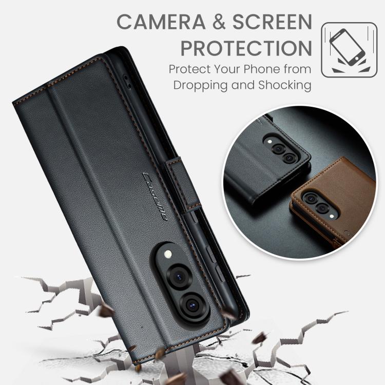 For Galaxy S25 Edge 5G CaseMe 023 Butterfly Buckle Litchi Texture RFID Anti-theft Leather Phone Case