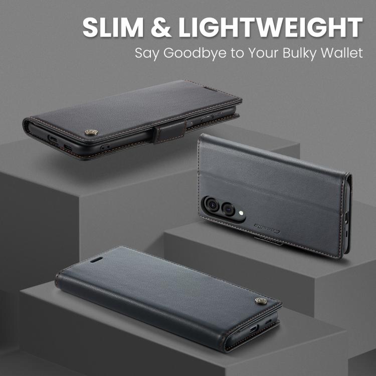 For Galaxy S25 Edge 5G CaseMe 023 Butterfly Buckle Litchi Texture RFID Anti-theft Leather Phone Case