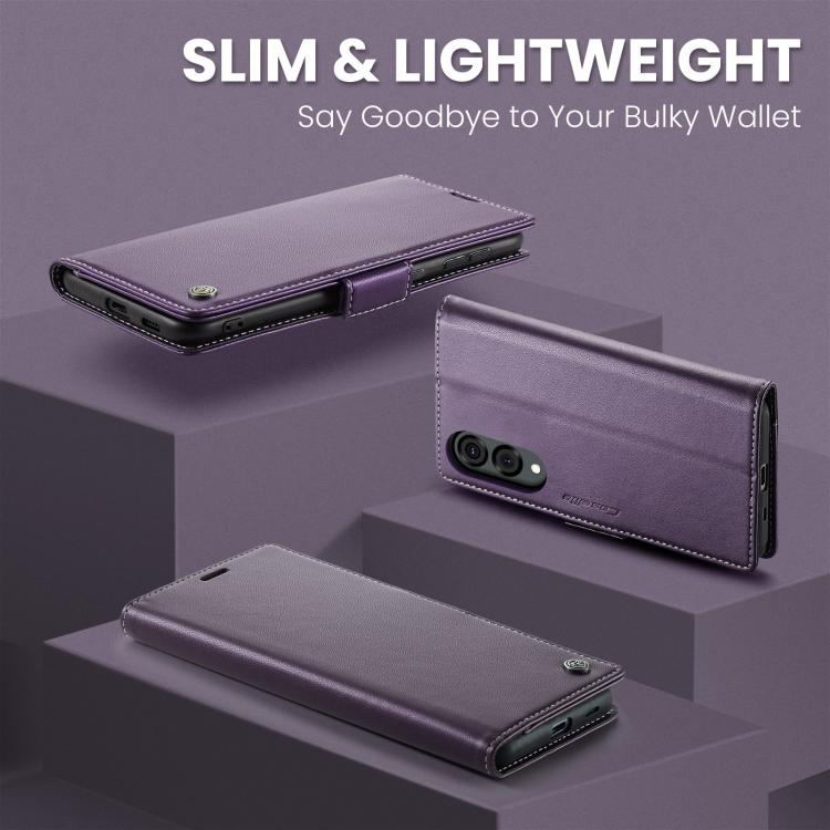 For Galaxy S25 Edge 5G CaseMe 023 Butterfly Buckle Litchi Texture RFID Anti-theft Leather Phone Case
