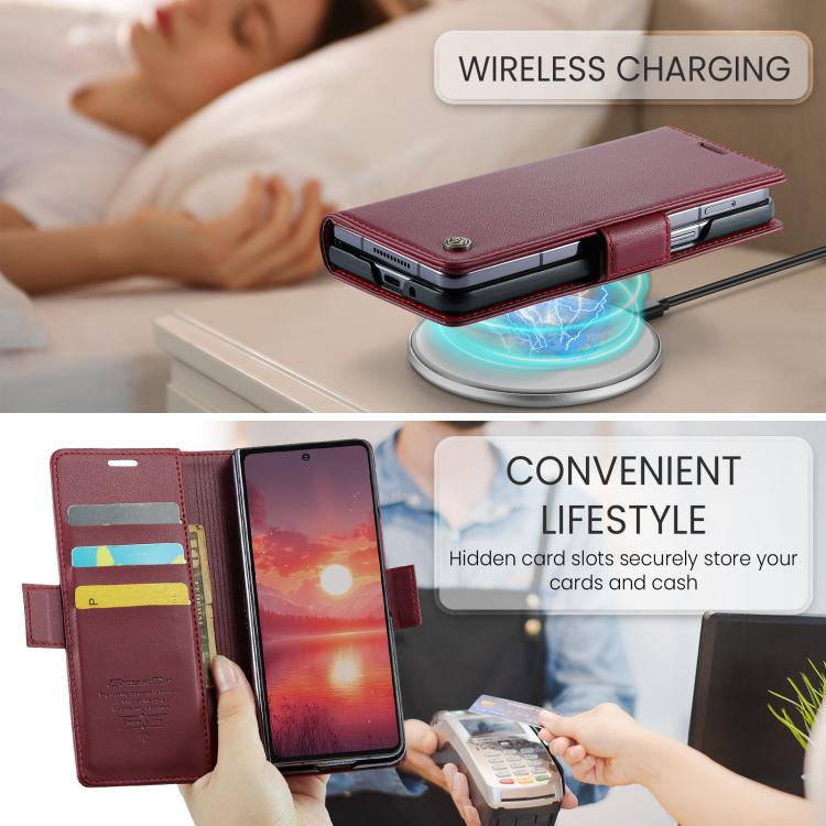 For Galaxy Z Fold7 CaseMe 023 Butterfly Buckle Litchi Texture RFID Anti-theft Leather Phone Case