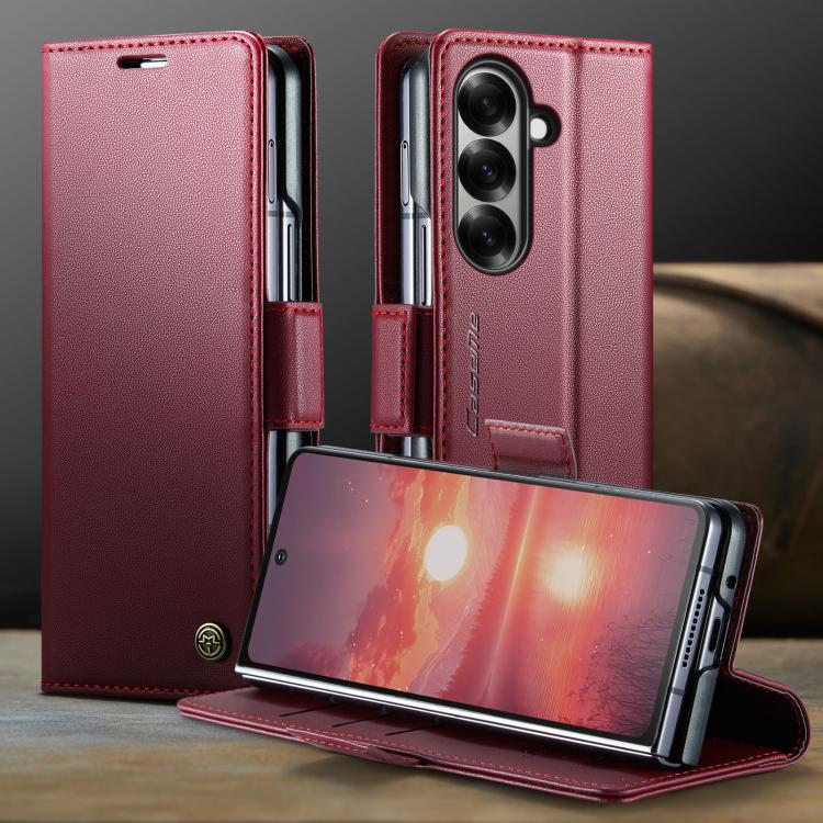 For Galaxy Z Fold7 CaseMe 023 Butterfly Buckle Litchi Texture RFID Anti-theft Leather Phone Case