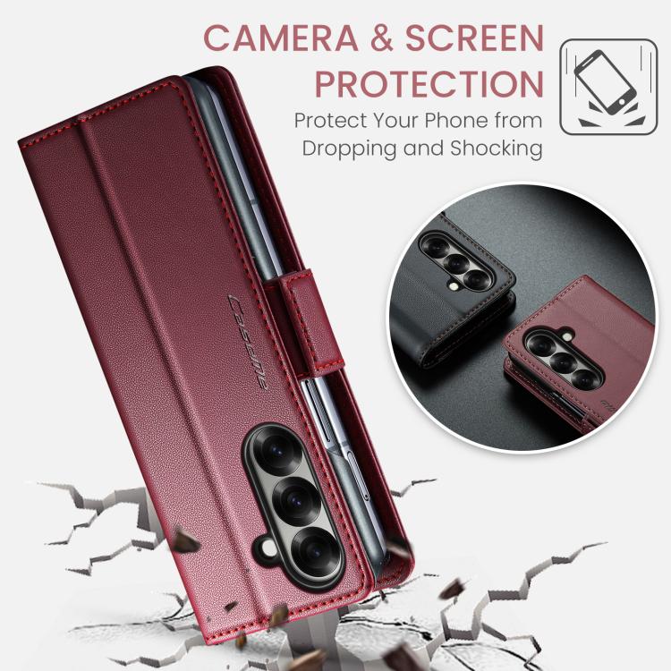 For Galaxy Z Fold7 CaseMe 023 Butterfly Buckle Litchi Texture RFID Anti-theft Leather Phone Case