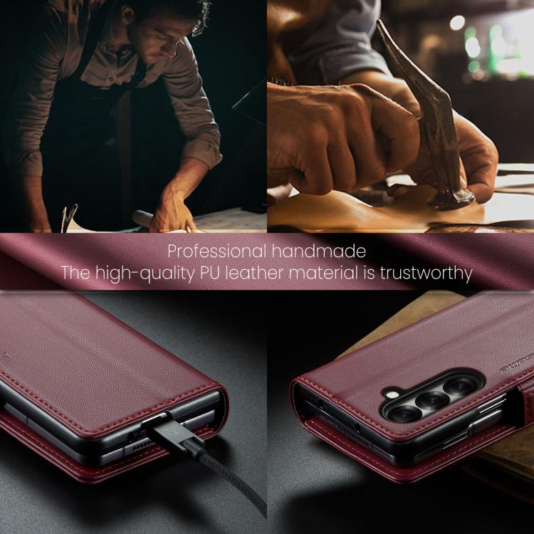 For Galaxy Z Fold7 CaseMe 023 Butterfly Buckle Litchi Texture RFID Anti-theft Leather Phone Case