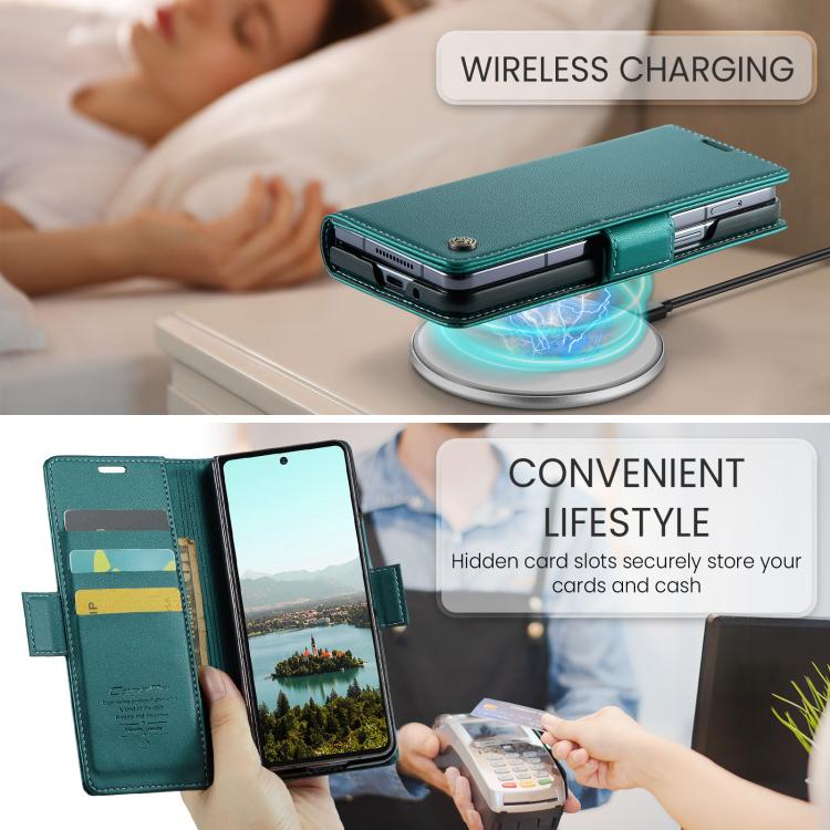 For Galaxy Z Fold7 CaseMe 023 Butterfly Buckle Litchi Texture RFID Anti-theft Leather Phone Case