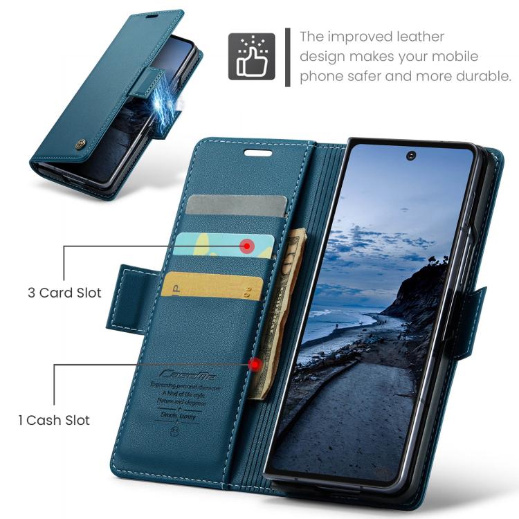 For Galaxy Z Fold7 CaseMe 023 Butterfly Buckle Litchi Texture RFID Anti-theft Leather Phone Case