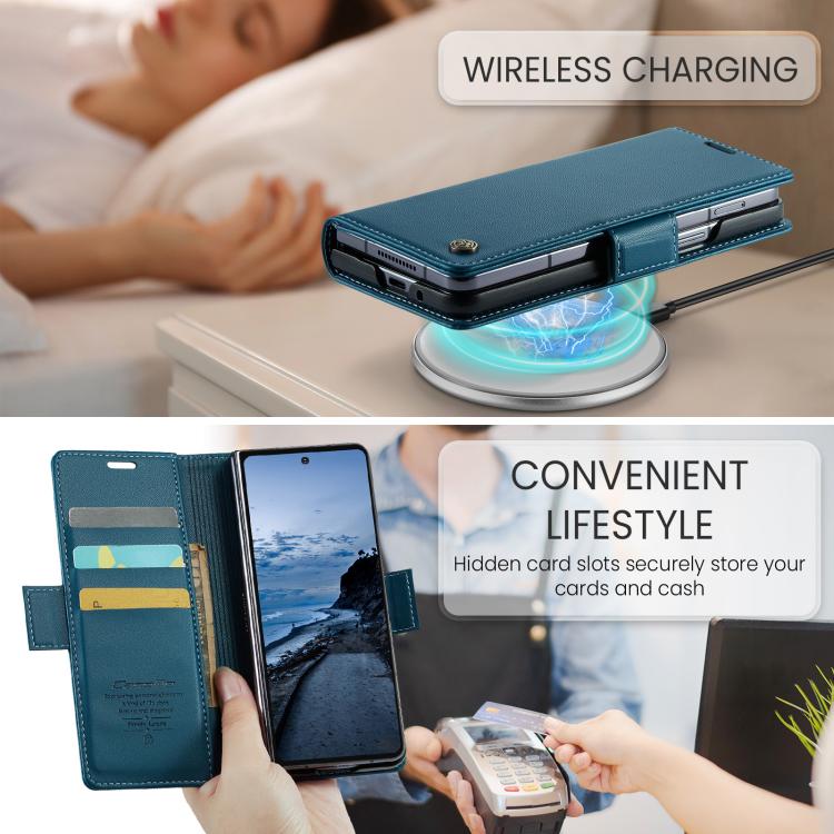 For Galaxy Z Fold7 CaseMe 023 Butterfly Buckle Litchi Texture RFID Anti-theft Leather Phone Case