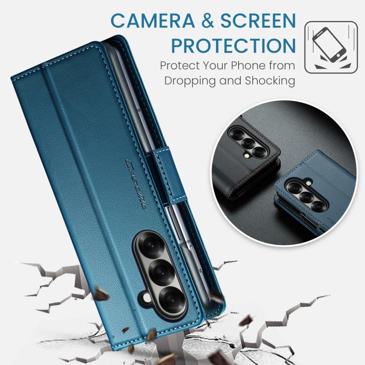 For Galaxy Z Fold7 CaseMe 023 Butterfly Buckle Litchi Texture RFID Anti-theft Leather Phone Case