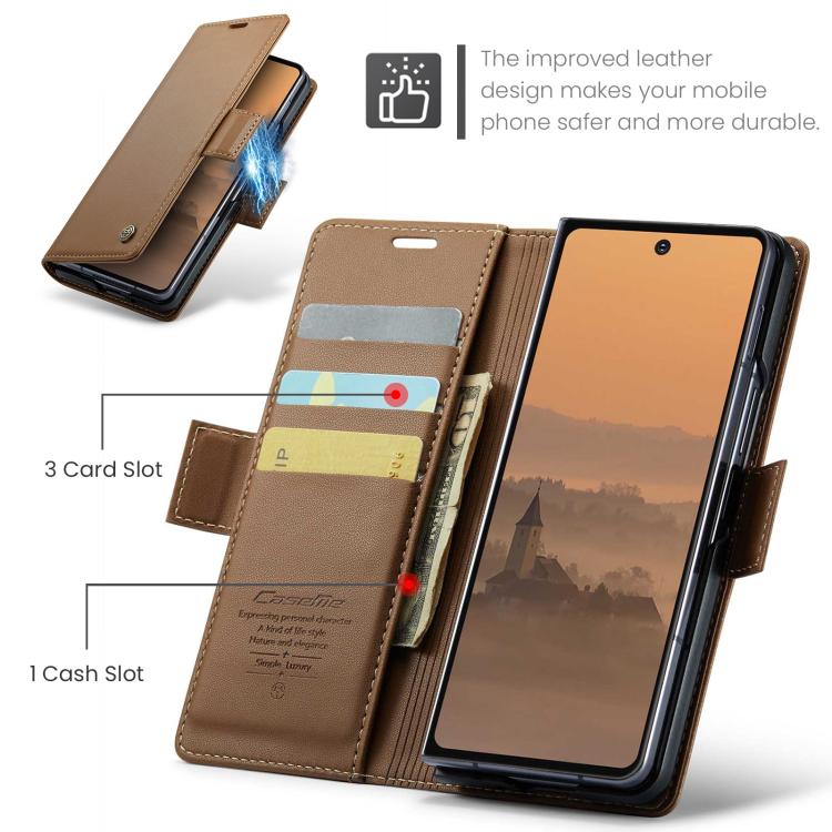 For Galaxy Z Fold7 CaseMe 023 Butterfly Buckle Litchi Texture RFID Anti-theft Leather Phone Case
